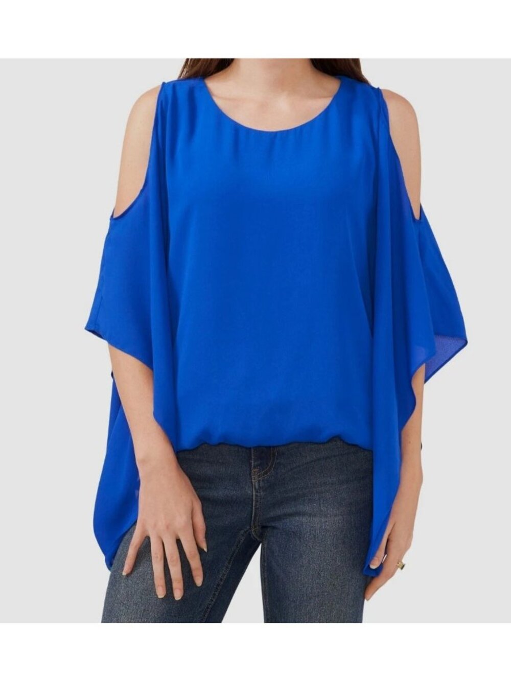Sam & Jess Women’s Cape Sleeve Cold Shoulder Blouse Blue Size XS NWT